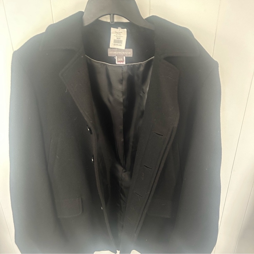 Black Wool Blend Men's Peacoat NWT sterlingwear 38R